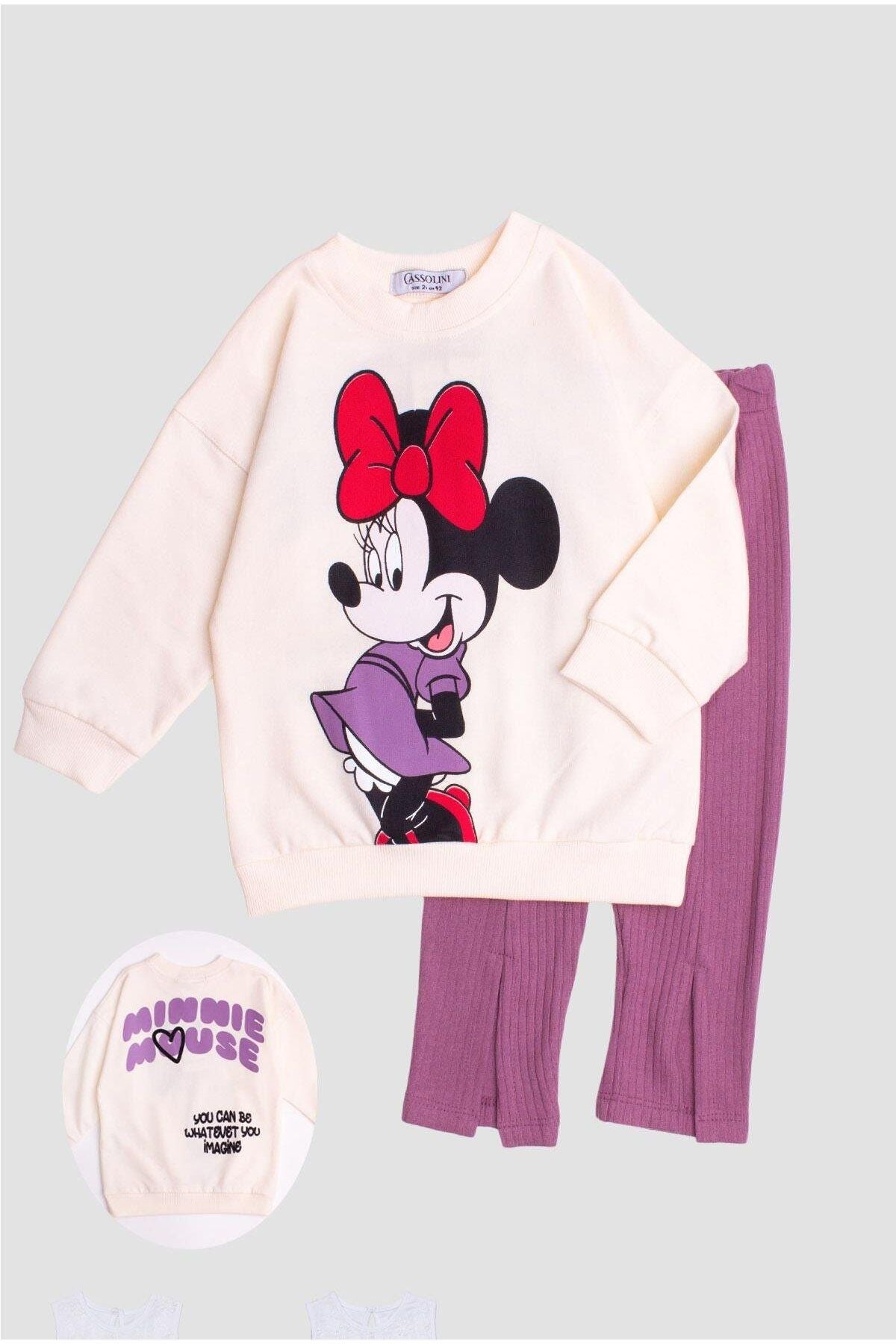 Minnie Mause Büyük Baskılı Oversize Alt Üst Bebek Çocuk Eşorfman Takımı